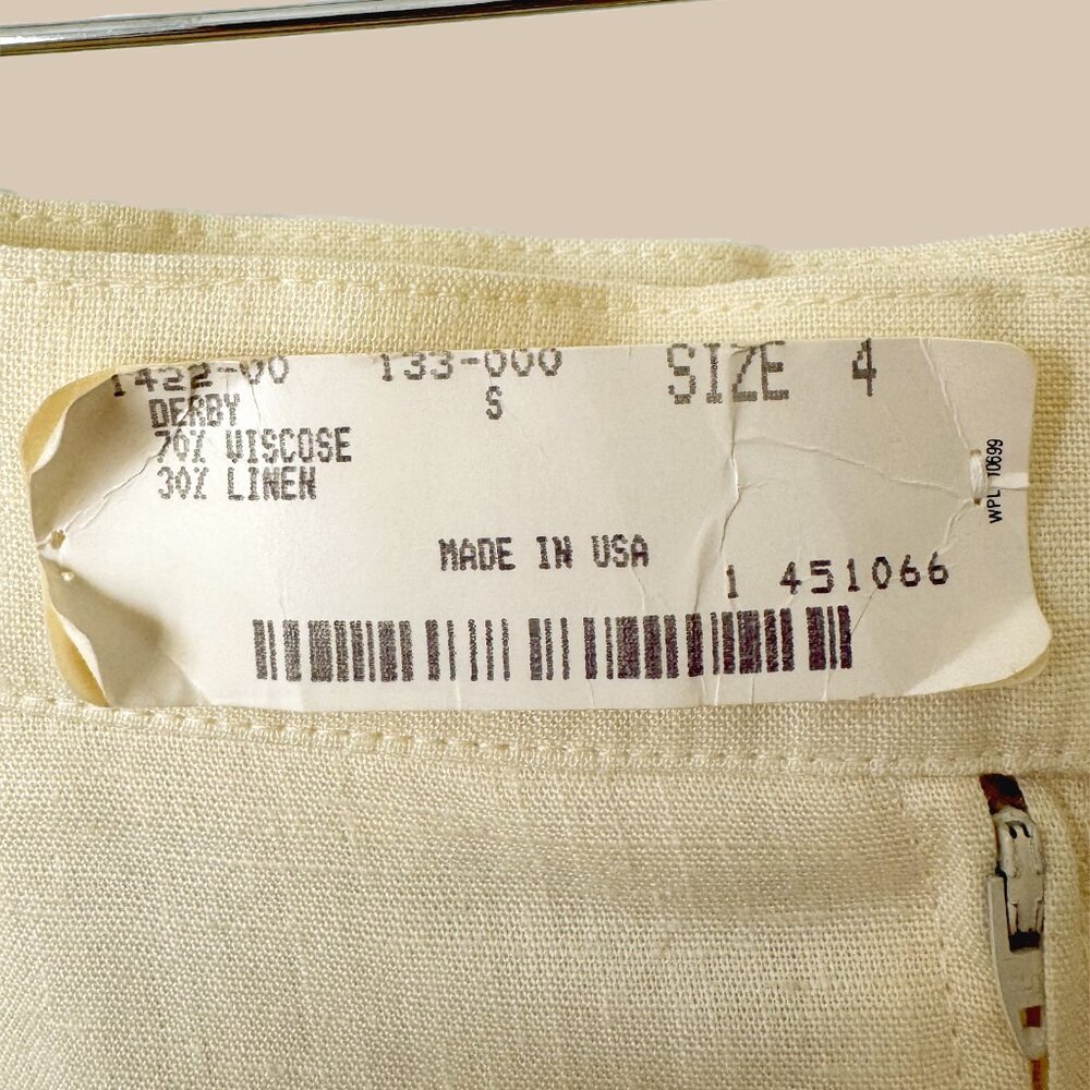 Vintage Linen Blend Pleated Midi Pencil Skirt (4) - Picture 4 of 8